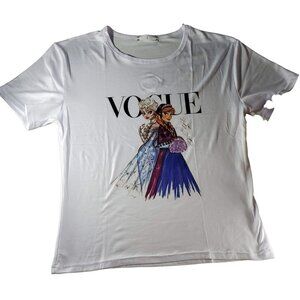 Princess Elsa and Anna Knit Blouse Disney Frozen Inspired Sleeve Tee Shirt White